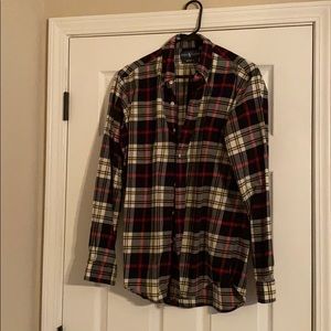 Polo red, white & black plaid button down